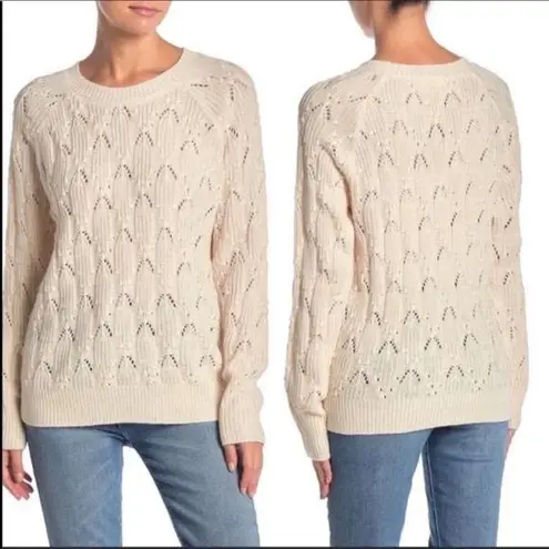 Elodie Nordstrom Cable Knit Crochet Lace Sweater
