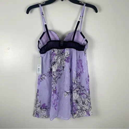 Apt. 9  Babydoll Slip Dress Lingerie Chemise Small Purple Floral Mesh Padded