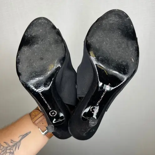 Stella McCartney Black Slingback Heels Peep Toe Elastic Strap Size 36