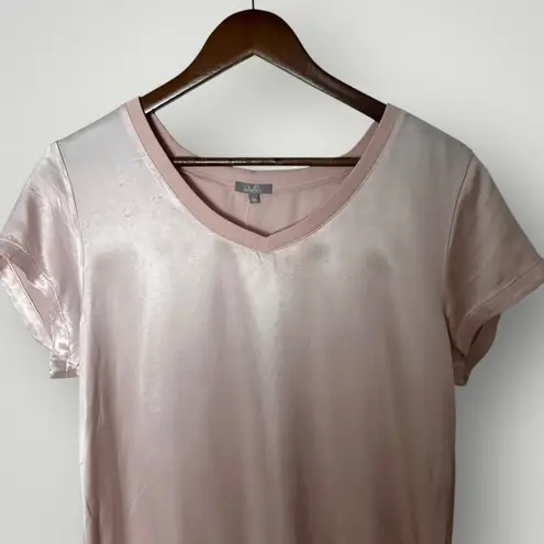 Pj Harlow Gianna Satin V-Neck Tee Blush Pink Size XS Lounge Pajama Top
