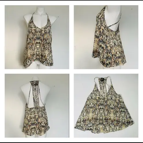 Planet Blue Bohemian feather summer top beige XSMALL sleeveless flowy NEW