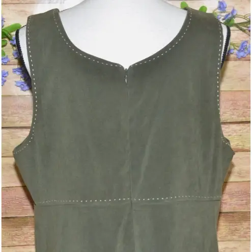 White Stag Ladies Green Faux Suede Sleeveless Maxi Dress Size L 12/14 90's Y2K