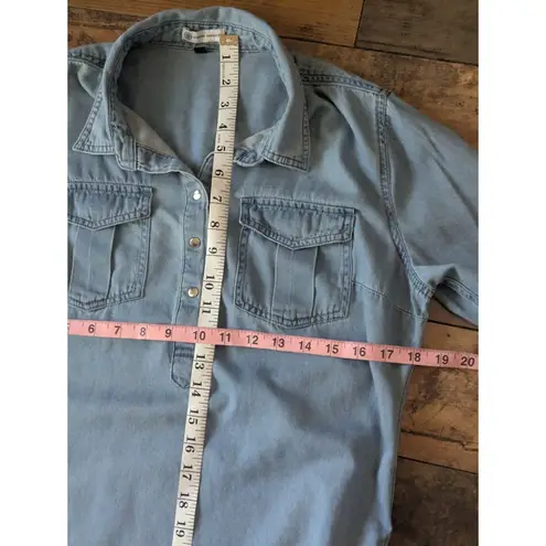 Gerard Pasquier Denim Shirt Dress Tunic EU 38 US S Cottagecore Boho Blue