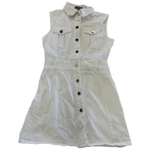 Area Stars Dress Womens Small White Denim Shirt Collared Snap Button Mini