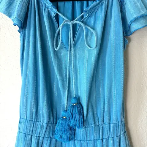 Karina Grimaldi Revolve Blue Daisey Metallic Ruffled Mini Dress Size XS