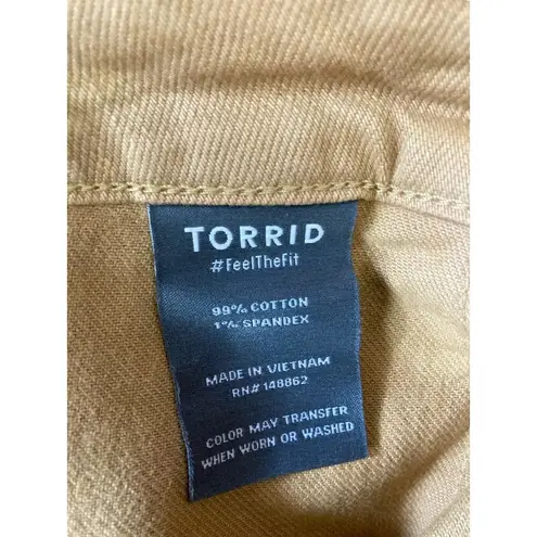 Torrid * Womens Jeans 12T Mustard Button Fly Straight Leg Cargo Pocket Stretch