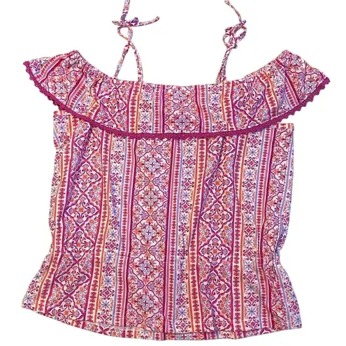 Summer Pink Ruffle spaghetti Strap Top Medium