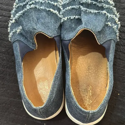 Seychelles Ruffled Denim Slip-On Sneakers Size 9 Preowned