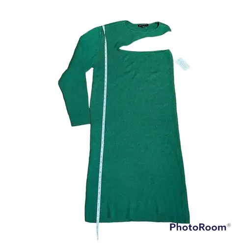 Eloquii Plus Size Asymmetrical One Sleeve Bodycon Knit Sweater Dress Apple Green