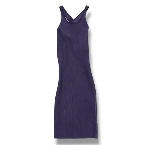 Le Ore Bandier Sea Fog Purple Ribbed Knit Bodycon Midi Dress