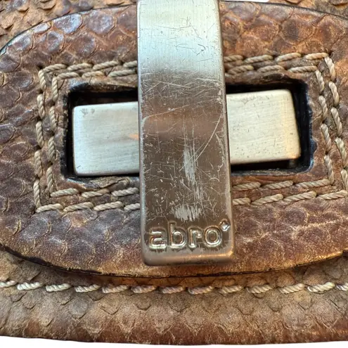 Abro Snakeskin Leather Crossbody Bag Designer Purse Brown Small