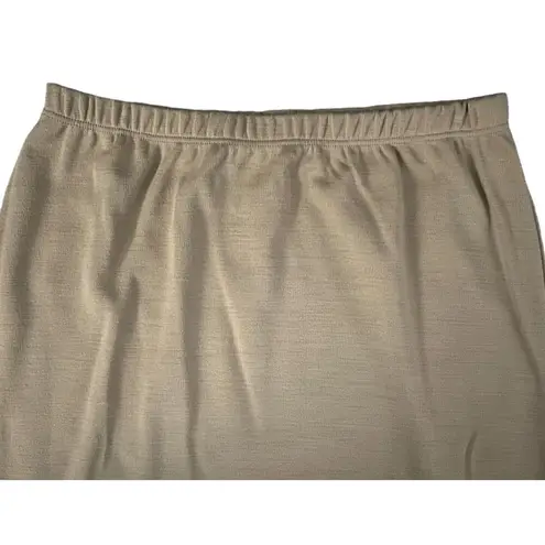 Nina Leonard  Skirt Large Light Brown Tan Midi Acrylic Pull On Waist Band