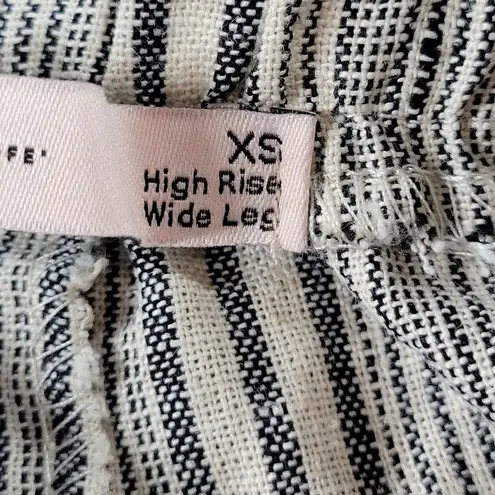 Sonoma Womens Pants XS Gray Stripe High Rise Wide Leg Linen Blend Paperbag