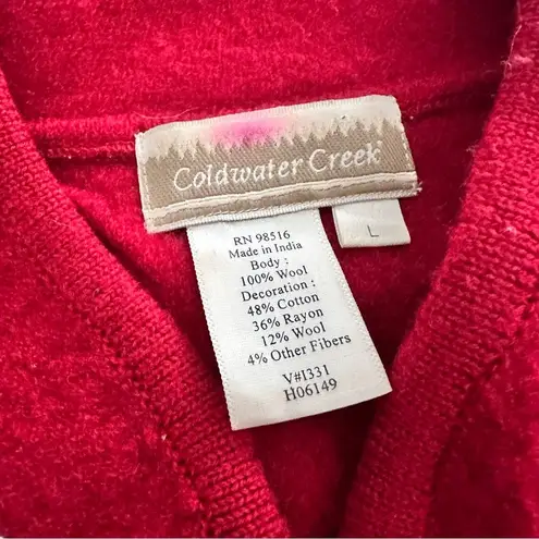Coldwater Creek Vintage 100% Wool Zip Up Cabin Chic Moose Sweater