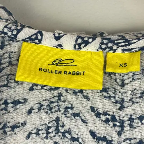 Roller Rabbit Cover-Up Women's XS White Blue Printed Tassel-Tie Hooded Swimwear