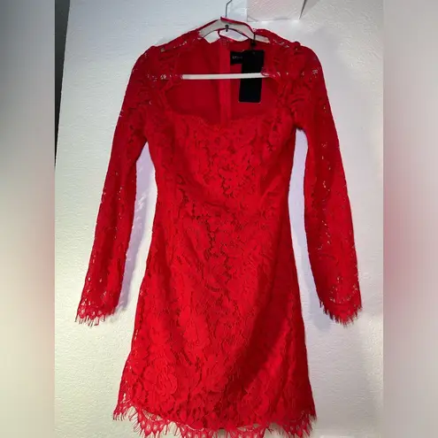 DO+BE NWT  Large Red Hot Lace Holiday Mini Dress Long Sleeve Size M