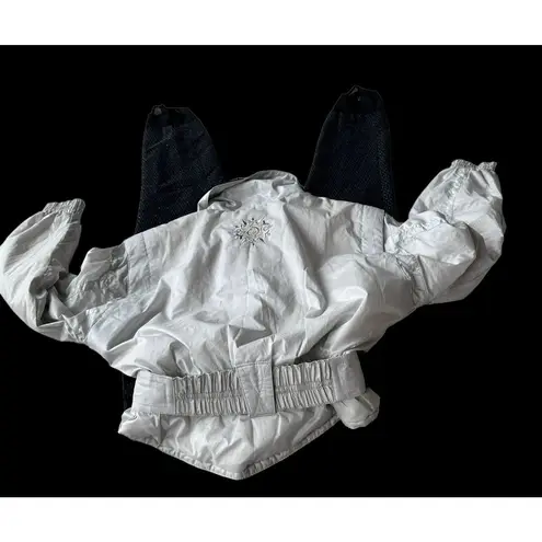 Obermeyer Vintage Ladies Ski Suit Sz 10 Iridescent 1 Piece Stirrups Embr…