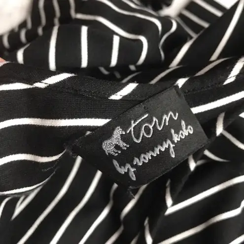 Torn By Ronny Kobo Black White Stripe Dress