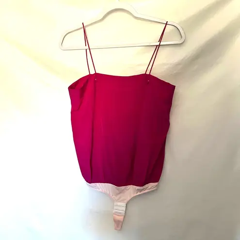 Tuxe Bodywear 100% Silk Bodysuit Sz S Hot Pink Y2K Balletcore Quiet Luxury Layer