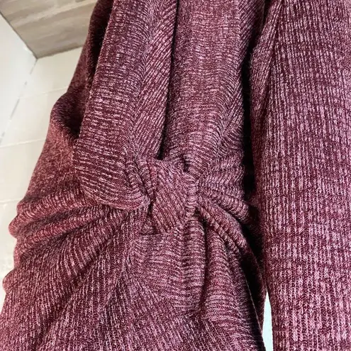 Ces Femme Burgundy Black Heathered Side Tie Long Sleeve Sweater Dress Size XL
