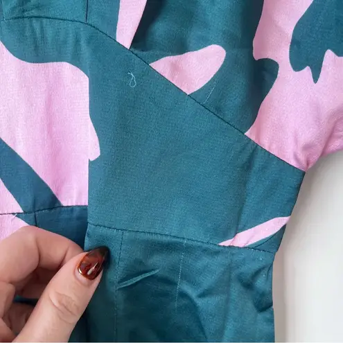 Petal and Pup Lilah Green Floral Satin Wide Leg Jumpsuit XS