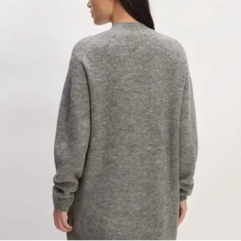 Everlane  The Oversized Alpaca Pocket Cardigan Sweater Heathered Stone Grey