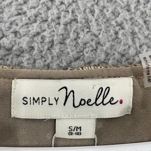 Simply Noelle Women S/M Tan Sequined Casual 3/4 Sleeve Top NWT