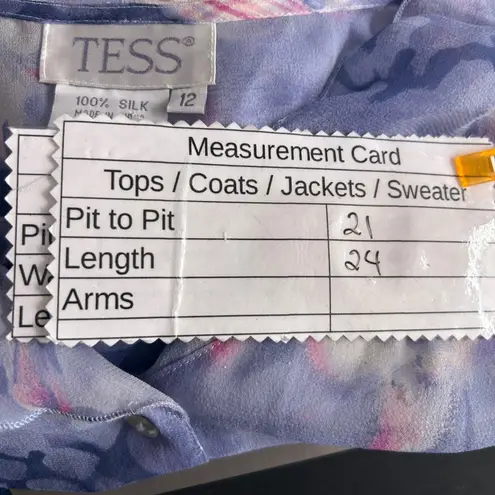 Vintage Tess Button Up Blouse 12 Fairy Silk Blue