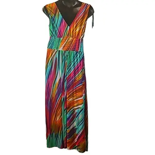 Just Love Multicolor Maxi Dress Women's Size Large – Boho Festival V-Neck