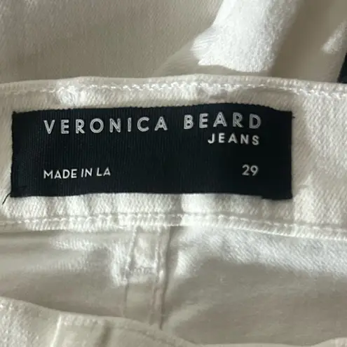 Veronica Beard Carly Raw Hem High Rise Kick Flare Cropped Jeans in White Sz 29