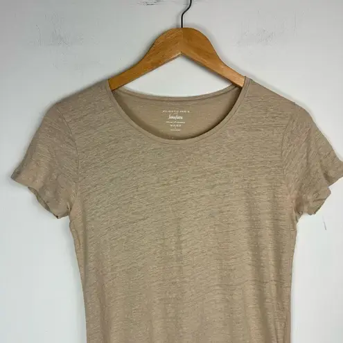 Neiman Marcus Majestic Paris for Linen Short Sleeve Top Sz Medium Tan Beige