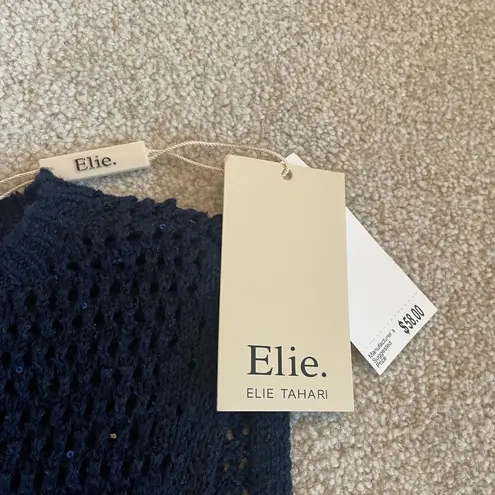 Elie Tahari NWT Blue Tank Top with Airy Knit Design Summer Sequin Layer Medium