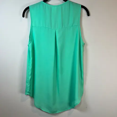 Pink Owl Women's Sleeveless Blouse Shirt Aqua Blue Split Neck Lightweight Medium