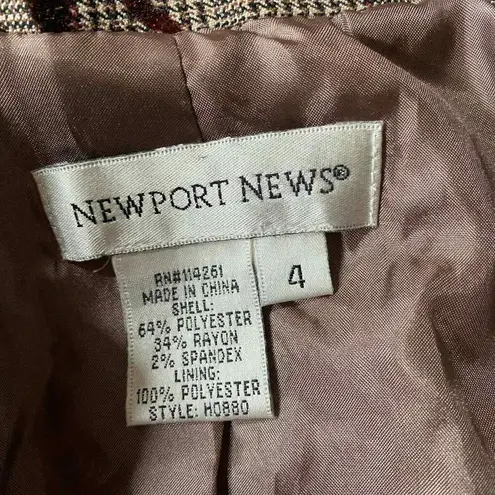 Newport News Blazer Skirt Suit Set Womens 4/6 Brown Floral Fall