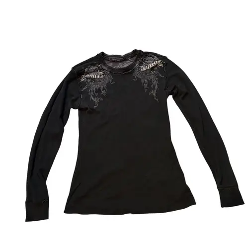 Affliction Sinful by Y2K Grunge Graphic Reversible Thermal Long Sleeve Top