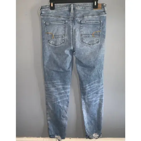 American Eagle  Next Level Stretch Crop Jegging Distressed Ripped Blue Jeans 10