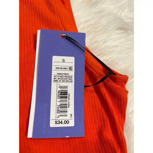 NWT Future Collective Kahlana Barfield Brown ribbed open back dress S Orange