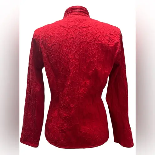 Chico's Chico’s Asian Mandarin Collared Red Jacket Size 0 Small Boho Chic
