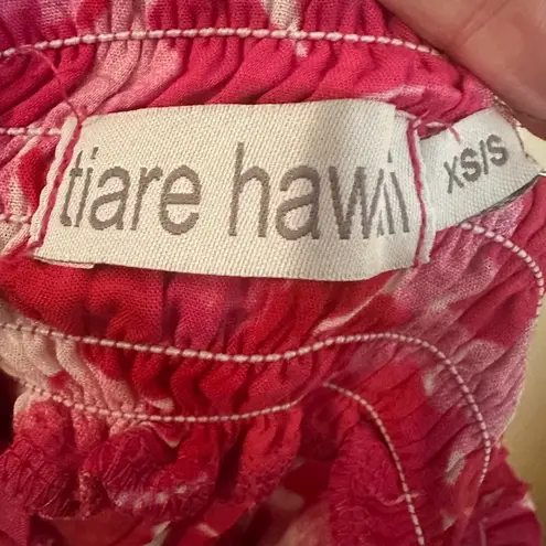 Tiare Hawaii Women's Olivia Skirt Ruffled Pink Floral New Smocked Waist Size XS