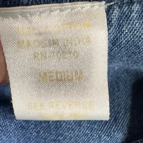 LA CERA Denim Dress Floral Embroidered Button Front Midi Women's Medium Blue Size undefined