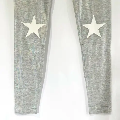English Rose New Metallic Star Patch Legging Iridescent Heather Grey