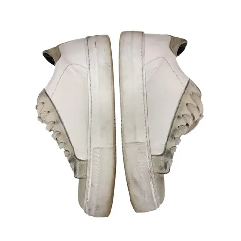 P448 Thea Platform Sneakers White Leather Metallic Heel Size 38/ US 7.5/8
