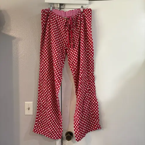 PINK - Victoria's Secret PINK Victoria’s Secret Y2K Red Polk A Dot Wide Leg Pajama Pants Baggy Booty Logo
