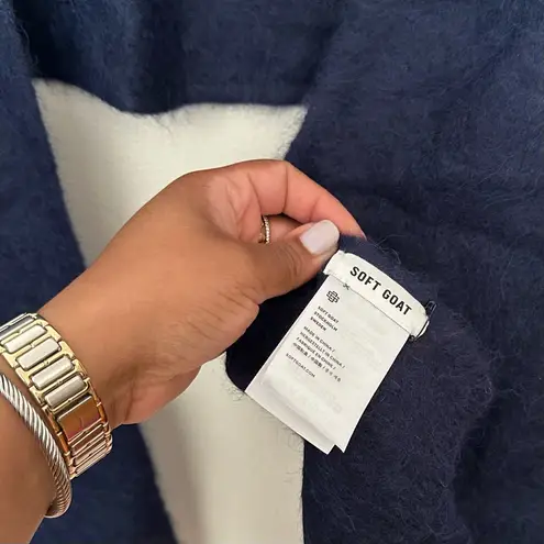 Soft Goat Brushed Alpaca Blend Wool Scarf Wrap Navy Blue