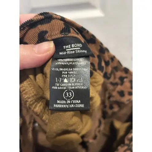 BLANKNYC The Bond Mid Rise Skinny Corduroy Leopard Print Pants Women's Size 33 Brown