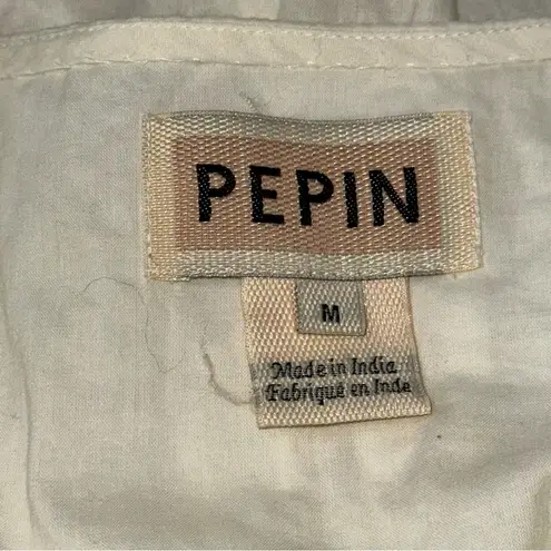 Anthropologie Pepin Women’s Size M White Red Blue Embroidered Cotton V