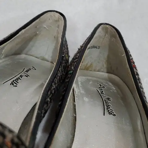Anne Michelle Black Multicolor Tweed Open Toe Pumps Size 8
