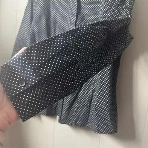 Kate Hill Women's XL 100% cotton Black Polka Dot Long Sleeve Blouse Casual Top