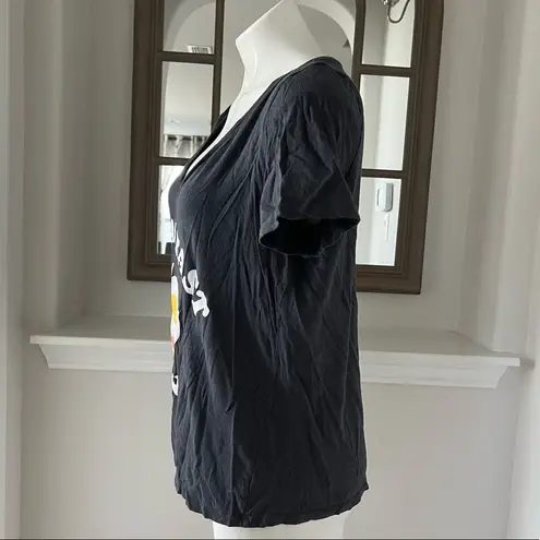 PINK - Victoria's Secret Pink Victoria’s Secret Breakfast Crew V-Neck Tee Charcoal Black Size L