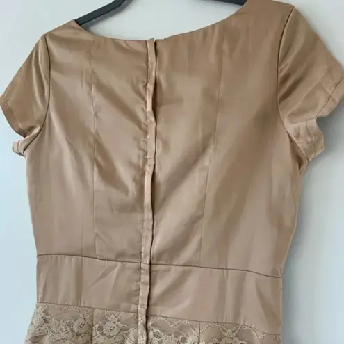 Downeast Basics Beige Satin Lace Formal Dress M